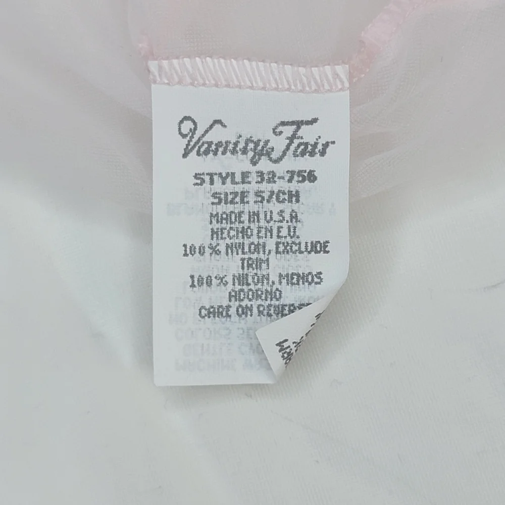 Vanity Fair Vintage Soft Pink Sheer Open Duster Rober, Floral Applique, EUC, szS - Picture 7 of 9